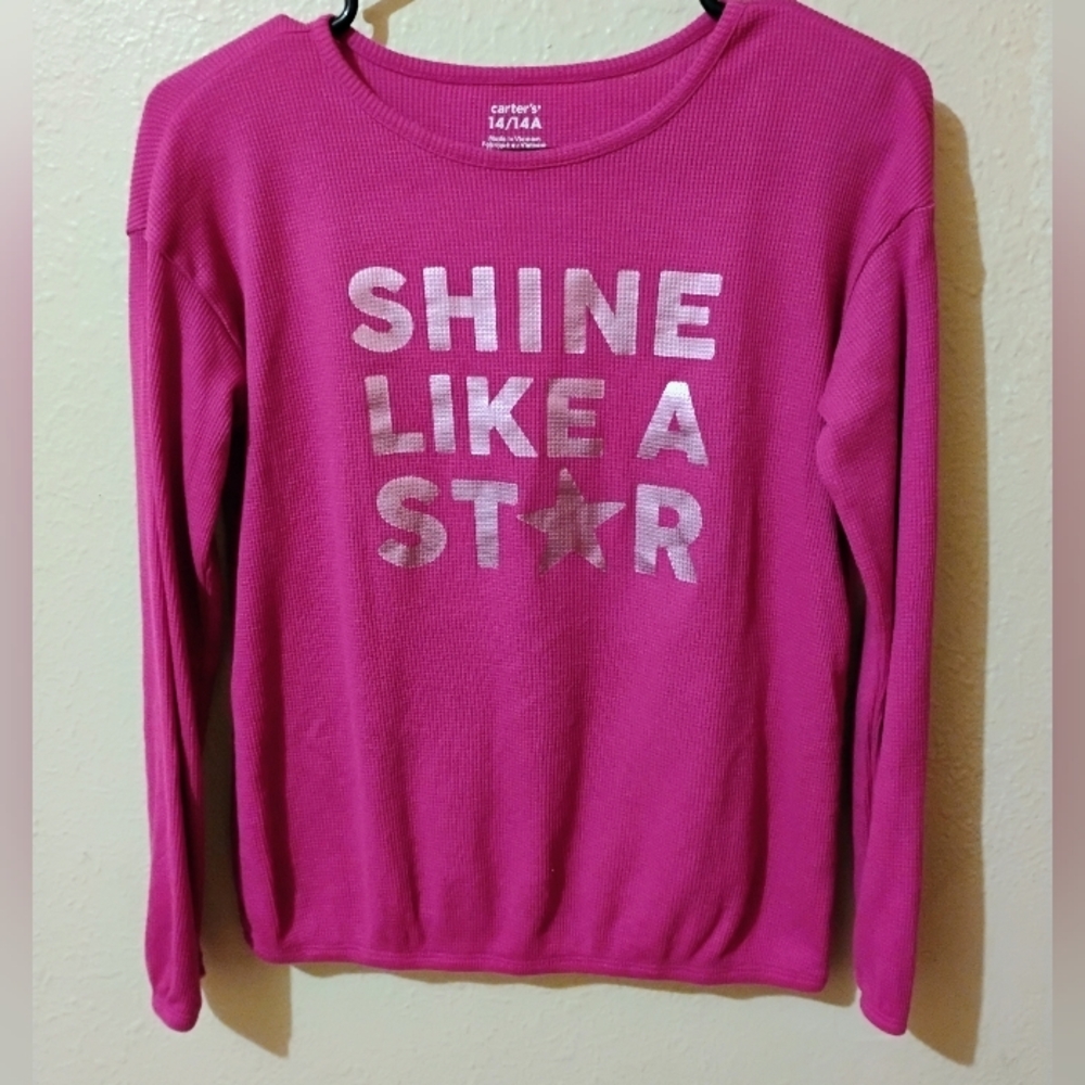 🌞 7 for $12 GIRLS SIZE 14 Carter's Pink 'Shine Like a Star' Long Sleeve Top